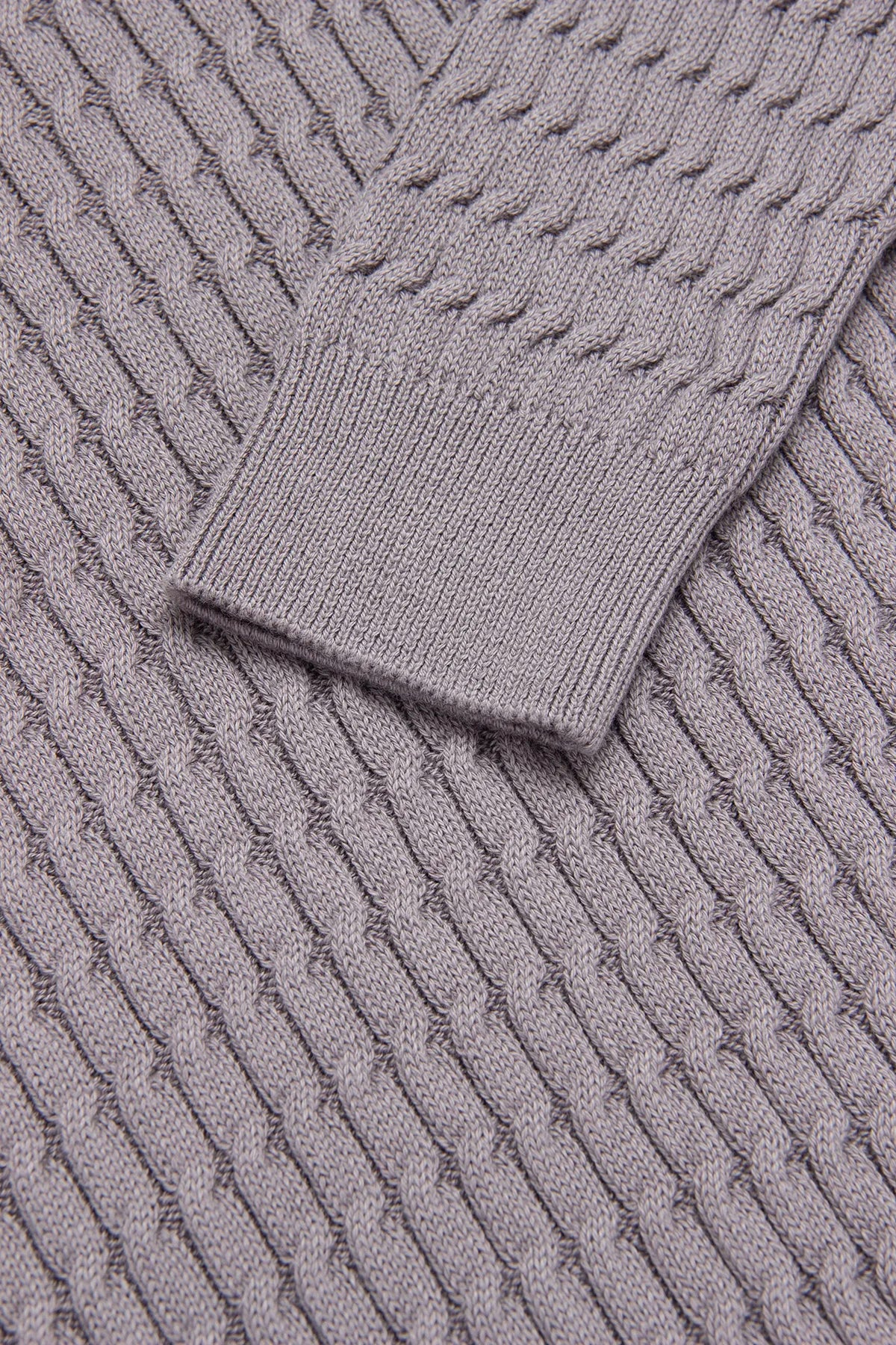 Saco Trenzado Half Zip Algodón Gris Oscuro